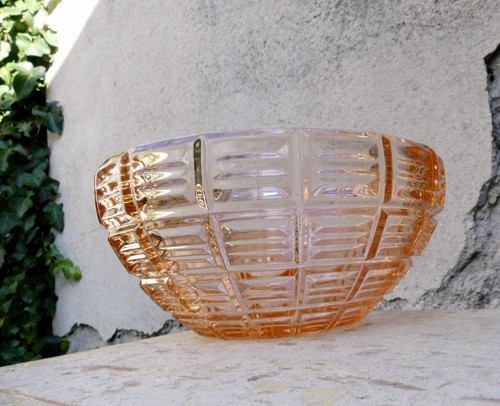 Velká Art deco skleněná mísa, rosalinové sklo