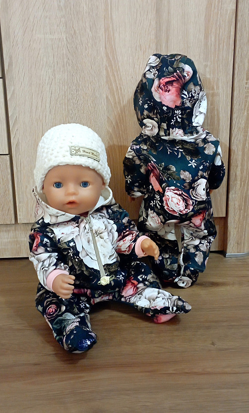 Overal s kapucí + 2 čepice pro baby born 43 cm