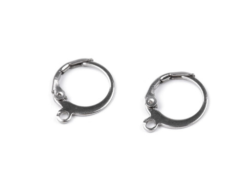 Náušnicové zapínání nerez ocel, 12mm, platina,2ks