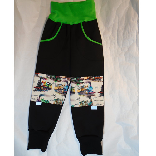 Dět. zimní softshell. kalhoty VLAKY 05