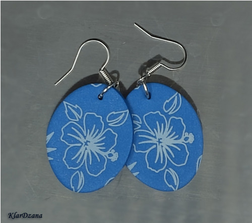 Náušnice Floral Blue oválky