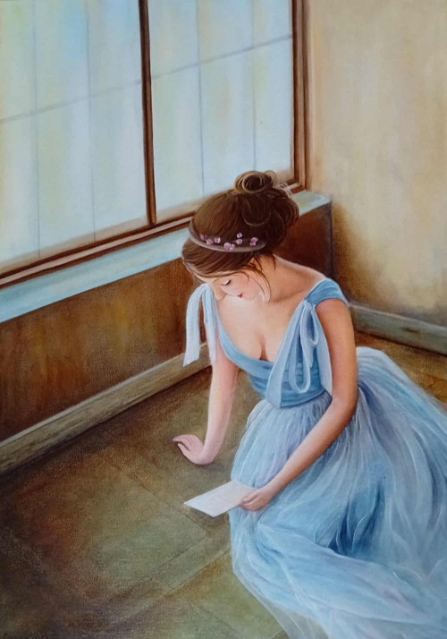 VZPOMÍNKA - olej na plátně 70x50cm