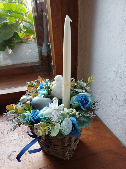 Vánoční svícen tyrkysový — foto 1