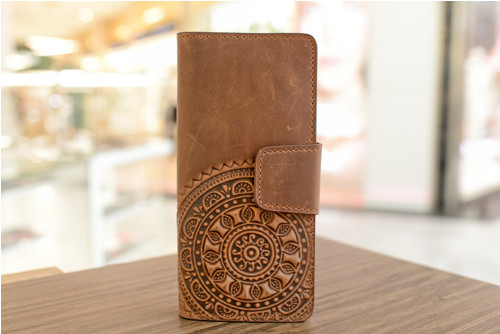 Peněženka-longer "M2-MANDALA-mini". Kůže. Rezavá