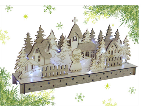 Velká vánoční vesnička s osvětlením - šíře 48cm