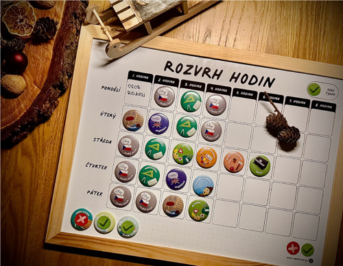 Magnetický popisovatelný školní rozvrh 40×30 cm -