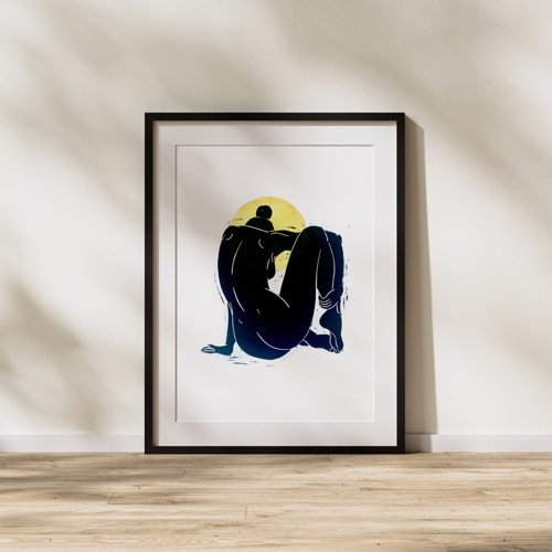 Nude with Sunset - autorsky linoryt