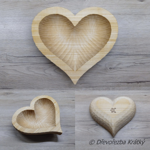 Miska srdce 20 x 18 cm přírodní