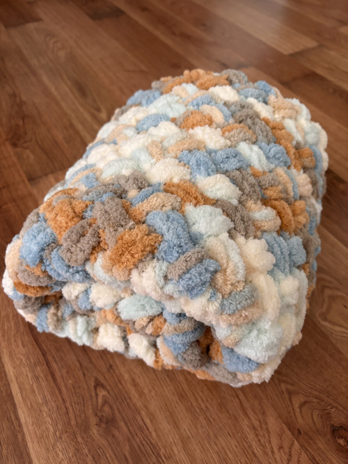 AURA deka Puffy 160x200 cm modro-béžovo-bílá