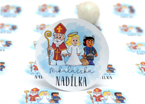 Mikulášská nadílka samolepky 24 ks malé 4 cm