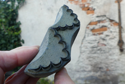Druhá vlna...dřevěné razítko na textil, modrotisk