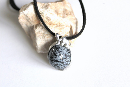 Minerál Obsidián - sněhová vločka a slon