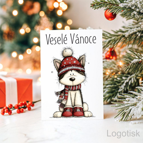 Veselé vánoční přání potisk PEJSEK