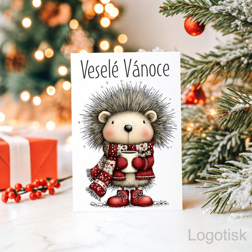 Veselé vánoční přání potisk JEŽEK