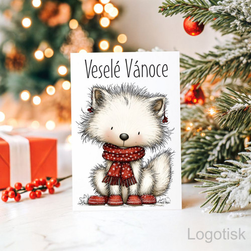 Veselé vánoční přání potisk polární LIŠKA