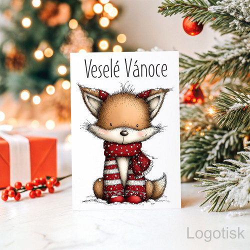 Veselé vánoční přání potisk LIŠTIČKA