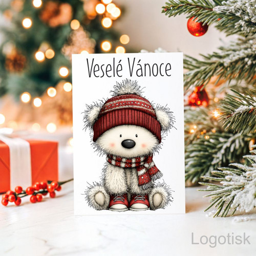 Veselé vánoční přání potisk LEDNÍ MEDVÍDEK
