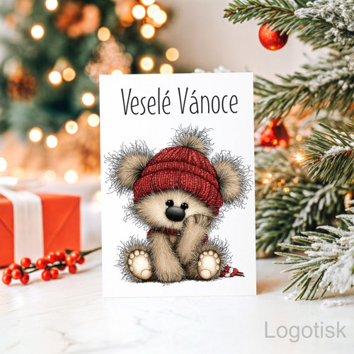 Veselé vánoční přání potisk MEDVÍDEK