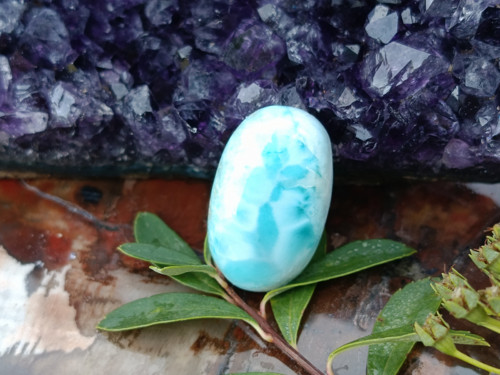 Larimar kabošon 2 x 1,2 cm
