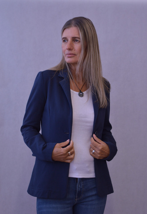 Dámske elegantné sako tmavomodré