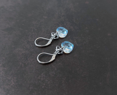 Náušnice se Swarovski srdíčky čiré