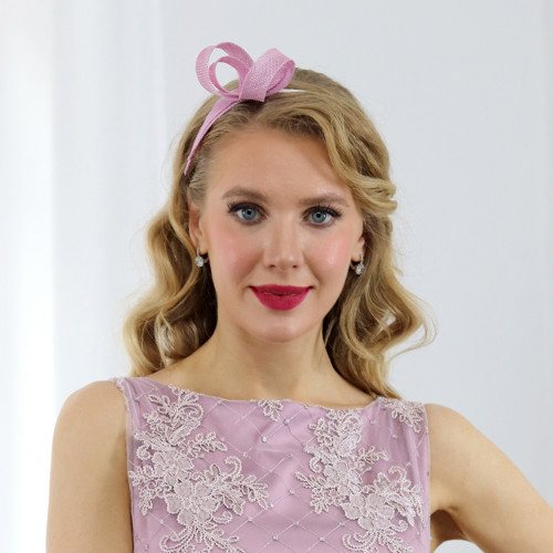 Rachel - fascinátor, mašle na čelence, staroružová
