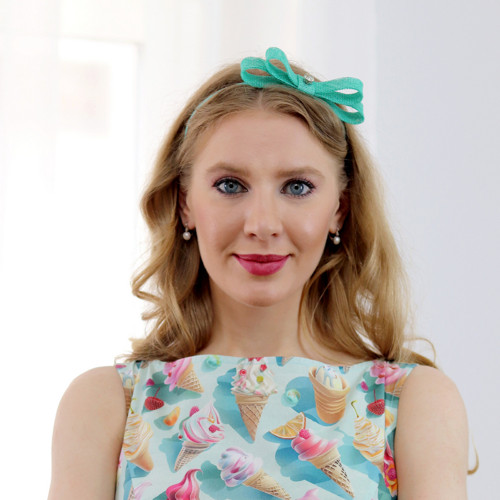 Lisa - čelenka s mašlí, zelená — foto 1