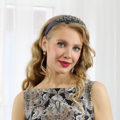 Gemma - čelenka s krystaly, černá / antracitová