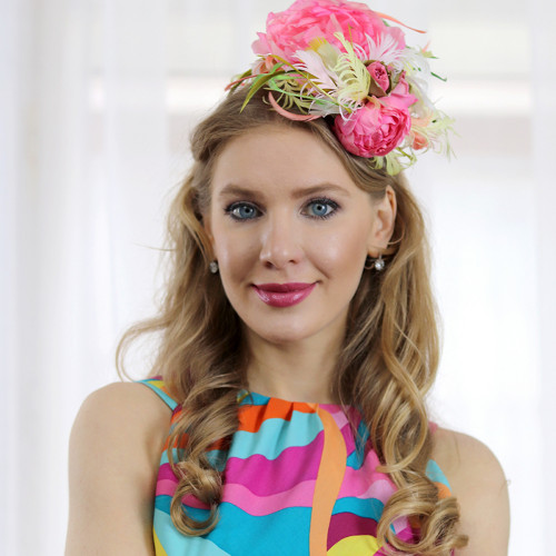 Rose Bouquet - fascinátor s květy z hedvábí,ružový