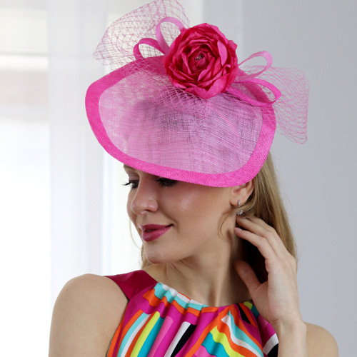 Tiffany - pul klobouk / fascinátor, ružový