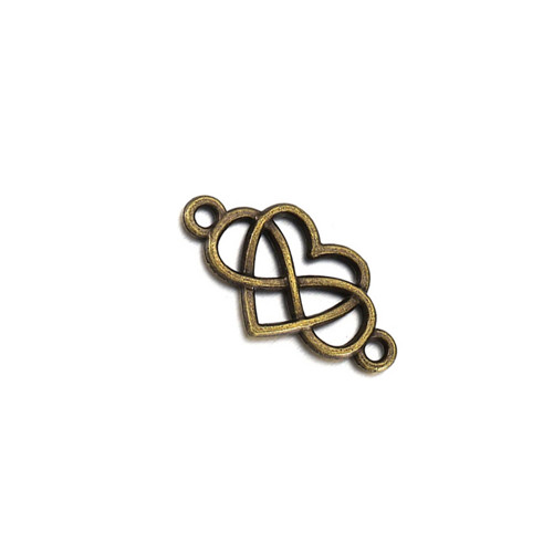 Nekonečné srdce starobronzové 25x13mm, 2ks