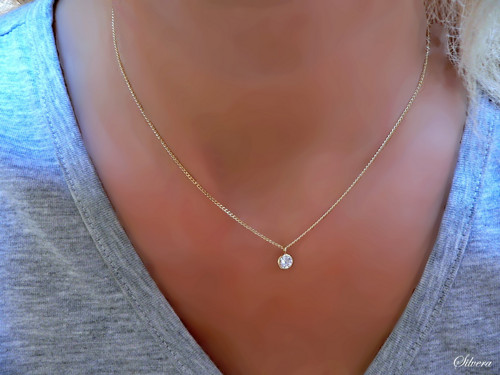 Stříbrný 925 pozlacený náhrdelník se zirkonem 5 mm