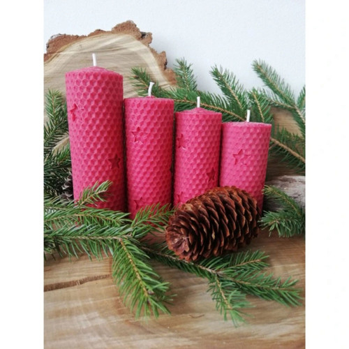 Adventní sada svíček včelí vosk HVEZDY červená