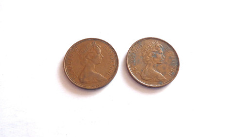 Mince, Anglie, 2 pence, NEW PENCE, 2 ks, za vše