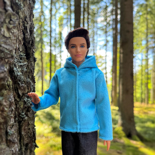 Plyšová mikina pro Kena - modrá (azurová) s kapucí