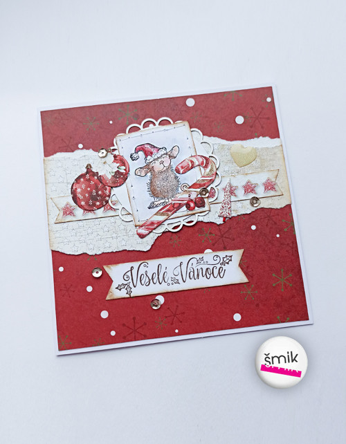 Vánoční myš v červené "Vintage Christmas"