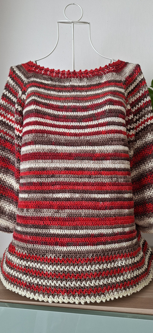 Halenka červeno béžová, velikost L,XL zakázka
