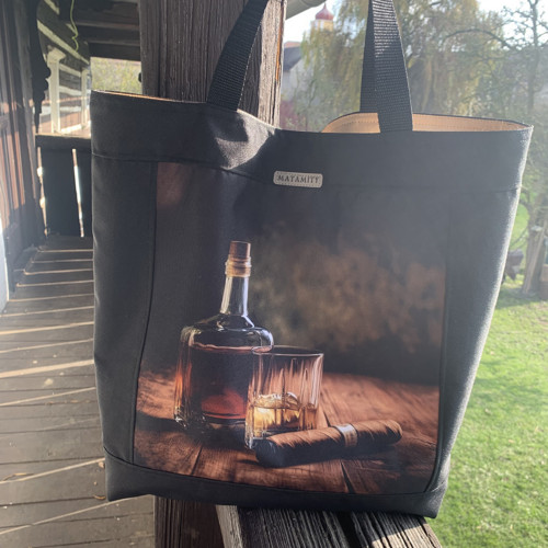 Whisky a doutník - taška s podšívkou do ruky