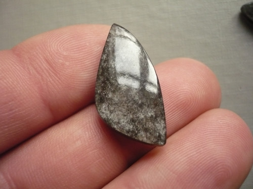 Kabošon - obsidián stříbrný 26 mm, č.9f