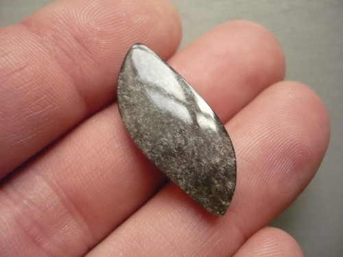 Kabošon - obsidián stříbrný 28 mm, č.13f