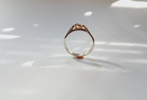 Nugetový solitér Classique, Ag 925+žlté Au, 14K