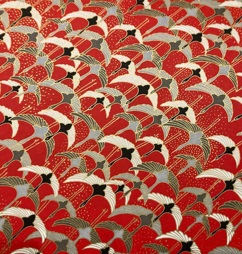 Handmade origami papír Jeřábi na červené