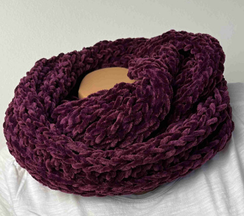 Nákrčník pletený žinylková vlna tmavá purpurová