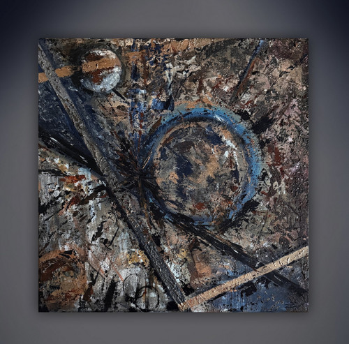 Kolize - originální abstraktní obraz, 50x50 cm