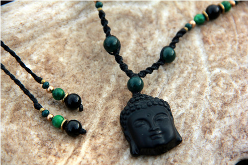 Onyx budha náhrdelník zelený — foto 1
