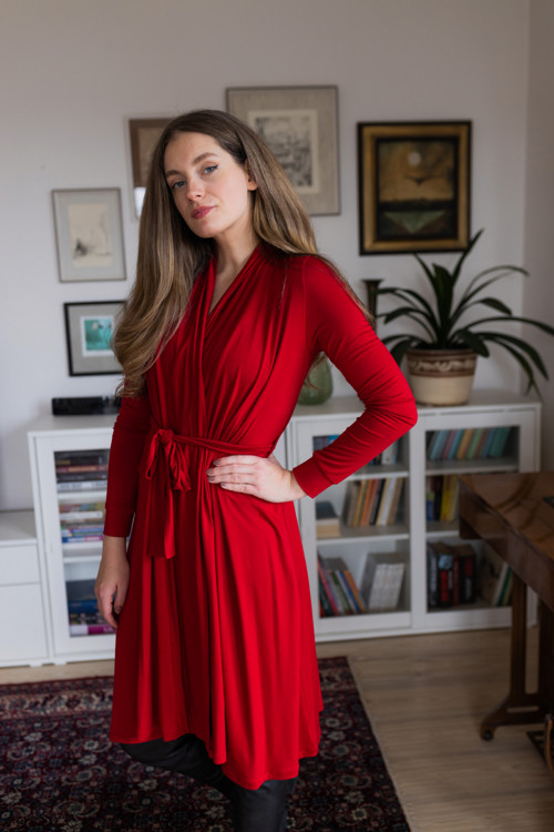 APRIL, xs/s, červená, zavinovací šaty/cardigan