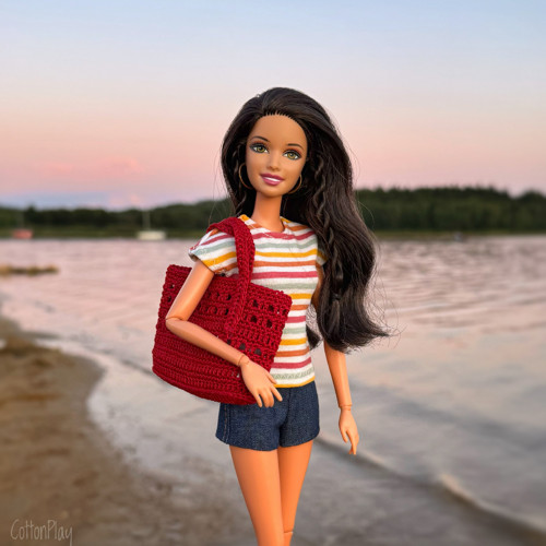 Plážová taška pro Barbie - vínová