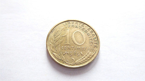 T052_ Mince Francie, 10 Centimes, 1969, retro