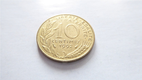T054_ Mince Francie, 10 Centimes, 1992, retro