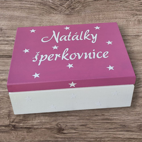 Dřevěná šperkovnice 9 přihrádek se jménem